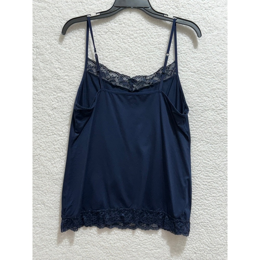 APT Essentials Navy Blue Lace Trim Spaghetti Strap Cami Tank Top‎ XL - Picture 2 of 7